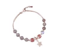 Générique Bleu Bracelet Amoureux Anneaux Of Natural Gemstones The Mysterious Luster Of And The Sweet Color Of Strawberry Quartz Phrases Messages Naturelle Petite Perles Bijoux (B, One Size)
