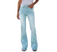 Générique Bleu Ciel Jean éVasé pour Femme, Taille Haute Extensible Bell Bottom Jeans Noir éVasé Bootcut Denim Pantalon en Jean Jambes Large Pantalon De Travail Y2K Vintage Jeans RéTro