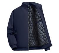 Générique Bleu Doudoune Homme Smart Casual Bomber - avec Poches Zip & Poche Intérieure, Coupe-Vent Imperméable Hiver, Veste Chaude Thermique, Vêtement Extérieur Isolé Taille Grande XL