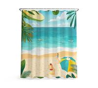 Générique Bleu Frais Agréable Vitalité Curatif Lumineux Rideau de Douche Anti-moisissure Polyester Shower Curtain pour Salle de Bains avec œIllets Et Crochet 150L X 180H cm (1 Panneaux)