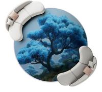 Générique Bleu Gris Tapis Rond Fantaisie - Lavable en Machine Antidérapant Tapis Imprimé Arbres Bleus Herbe pour Salon Chambre Cuisine Salle à Manger, Poils Courts et ne Perd Pas Ses Poils 160 cm