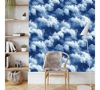 Générique Bleu Mer Vagues Papier Peint Autocollant 0.3X3 M Paysage Meuble Film Décoratif Imperméable Mat Stickers Collant Rouleau Facile à Nettoyer pour Surface Mural Porte Armoire Cuisine