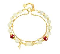 Générique Bleu Mm Acier Bijoux The Exquisite Double Layer Design Combines Style Showing Charm With Natural And Choix Bracelet Perle Plusieurs Messages Bijoux (Gold, One Size)