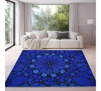Générique Bleu Noir Tapis Minimaliste Mystère Abstrait Géométrique Tapis 60 x 120 cm Salon Moderne Chambre Carre Antidérapant Enfant Ado Décoration Tapis, Tapis De Chaise Lavable Antidérapant