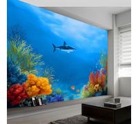 Générique Bleu Papier Peint Photo Panoramique Scènes Sous Marines Poissons Et Coraux 200 x 140 cm papier peint Pour Salon Chambre Bureau Couloir décoration Peinture murale décor Murale moderne