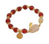 Générique Bleu Rose 2 Classique Bracelet Bracelet Bijoux Golden Branches And Jade Leaves Bracelet Double Layer Bracelet Largeur Perle Rose Bijoux (Red, One Size)