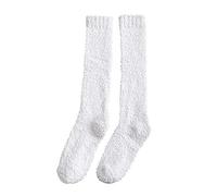 Générique Bleu Sans Pied floue hiver chaud chaussettes en molleton de corail milieu mignon à la maison chaussettes solides veaux Chaud Enfant Fille Noir (Beige, One Size)