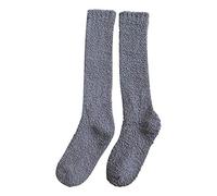 Générique Bleu Sans Pied floue hiver chaud chaussettes en molleton de corail milieu mignon à la maison chaussettes solides veaux Chaud Enfant Fille Noir (Dark Gray, One Size)