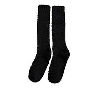 Générique Bleu Sans Pied floue hiver chaud chaussettes en molleton de corail milieu mignon à la maison chaussettes solides veaux Chaud Enfant Fille Noir (Black, One Size)