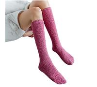 Générique Bleu Sans Pied floue hiver chaud chaussettes en molleton de corail milieu mignon à la maison chaussettes solides veaux Chaud Enfant Fille Noir (Hot Pink, One Size)