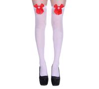 Générique Bleu Sans Pied Thigh High Stockings Strawberry Bowknot Stripes Over Knee Sock Long Socks Festival Tights Long Stocking Noir Semi Opaque (D, One Size)