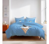 Générique Bleu Simple Baleine Glace Housse de Couette 220 x 240 cm, Dessin animé Parure de Lit Réversible en Microfibre Douce avec Fermeture Éclair 3 Pièces avec 2 Taies d'oreiller