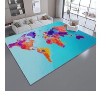 Générique Bleu Tapis De Salon, à Poils Courts Effet 3D 140 x 200 cm - AntidéRapant Moelleux Et Style Ancien Carte du Monde Texture pour Chambre à Coucher Salon Chambre d'enfant