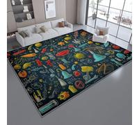 Générique Bleu Tapis De Salon, à Poils Courts Effet 3D 90 x 120 cm - AntidéRapant Moelleux Et Dessin Animé Abstrait Physique Chimie pour Chambre à Coucher Salon Chambre d'enfant