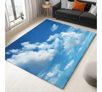 Générique Bleu Tapis Photographie Ciel Bleu Et Nuages Blancs Tapis Salon Anti-Slip Lavable À Poils Courts Doux Antidérapant 120 x 180 cm, pour Salon Chambre Cuisine Bureau & Salle À Manger Moquette