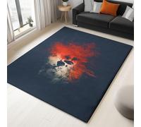 Générique Bleu Tapis Salon Gothique Crâne Style Grunge Modèle 80 x 150 cm Lavable en Machine Super Doux et Antidérapant Tapis Décoratif Salon Doux Poil Court pour Chambre Adulte, Salle à Manger