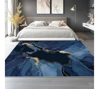 Générique Bleu Tapis Vintage pour Salon 160x230 cm, Abstrait Aquarelle Île Tapis Lavables avec Dos Antidérapant, Carpette à Poils Courts pour Cuisine Salle à Manger Bureau et Chambre