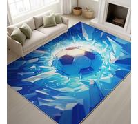 Générique Bleu Vif 80 x 150 cm Doux Tapiss Cartoon Jeu 2D Imprimé Tapis Mur de Glace Football Éclats de Verre Lavable Amusant Dynamique Tapis de Antidérapant pour Chambre d'enfant Salle de Jeux