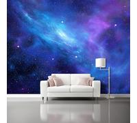 Générique Bleu-Violet Papier Peint, Intissé De La Fantaisie Espace Galaxies Tableaux Photo Muraux Utilisé - Pour Salon Chambre Chambre D'Enfant Décoration Murale 350 x 256 cm（WxH