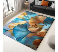 Générique BleuTapis Salon 60 x 90 cm, Photographie Plantes HD Ginkgo Lavable en Machine Tapis Antidérapant à Poils Courts - Facile à Entretenir pour Salon Salle à Manger Bureau à Domicile
