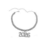 Générique Bling strass numéro 2026 pendentif collier ras du cou, brillant chanceux numéro de bijoux pour les femmes, collier numéro