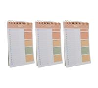 Générique Bloc-notes à Spirale A5 Non Daté Orange, Lot de 3 Carnets de Planification Hebdomadaire avec Listes de Contrôle, 52 Feuilles, Planificateur D'horaire de Travail pour