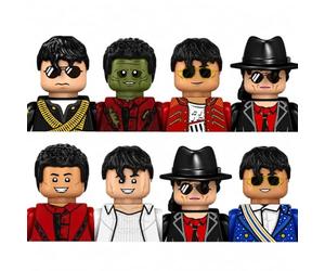 Générique Blocs de Construction Style Roi de la Pop - Mini Figurine Danseur Légendaire Compatible Briques Figurines de Construction Thème Pop Star, Set de 8 Mini Personnages, Tenues Iconiques