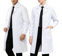 Générique Blouse Blanche Chimie Homme Femme Blouse Laboratoire Coton de Physique Chimie Lycée avec Poche et Bouton Blouses Medicale Manche Longue pour College Étudiant Medicale Infirmier Industriel