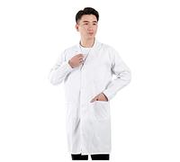 Générique Blouse Blanche Chimie Lycee Coton Homme Femme Collège Medicale Physique Chemisiers Et Blouses Chemise Manches Longues avec Poche Et Bouton Grande Taille Couleur Unie