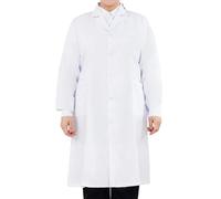 Générique Blouse Blanche Chimie lycée Homme, Manteau de Laboratoire Long à Manches Longues avec col en V et Poche, Tenue pour TP de Sciences, Stage et Classe (White, L)