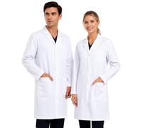 Générique Blouse Blanche Chimie Physique Médicale Scientifique Coton Manche Longue avec Poche pour Étudiant Homme Femme Lycee Collège Laboratoire Confortable léger résistant Pratique idéal