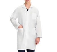Générique Blouse Blanche Chimie Physique Scientifique en Coton Manches Longues, Blouse de Laboratoire Unisexe Homme Femme pour Étudiant Lycée Collège, Confortable Respirante avec Poches et Boutons
