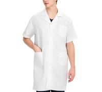 Générique Blouse Blanche Chimie Physique Scientifique en Coton Manches Longues, Blouse de Laboratoire Unisexe Homme Femme pour Étudiant Lycée Collège, Confortable Respirante avec Poches et Boutons