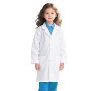 Générique Blouse Chimie Enfant, Fille Garçon Coton Peinture Laboratoire Enfant Manche Longue Blouse Medicale Physique Chimie College pour Ecole Lycee Deguisement Peinture (Blanc,9-10 ans)