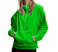 Générique Blouse Coton Chimie Lycée pour Femme, Polaire, Demi-Fermeture éclair, Pull décontracté, surdimensionné, Haut à Capuche Pulls Femmes Grande Taille (Green, L)