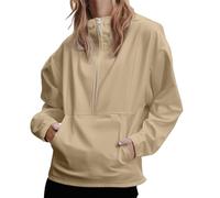 Générique Blouse Coton Chimie Lycée pour Femme, Polaire, Demi-Fermeture éclair, Pull décontracté, surdimensionné, Haut à Capuche Pulls Femmes Grande Taille (Khaki, XXXL)
