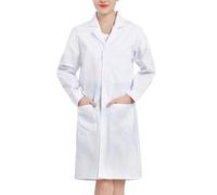 Générique Blouse de Laboratoire Blanche à Manches Longues en Mélange Coton-Polyester, Hygiene & Warehouse Coat pour Cours de Chimie Professionnels de Santé Cosplay et Événements