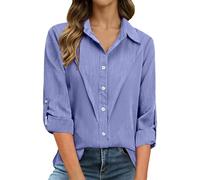 Générique Blouse De Travail Femme Chemisier féminin élégant à Manches Longues avec col Classique et Boutons décoratifs pour Un Style Professionnel Quotidien et Une Coupe épurée (Light Purple, S)