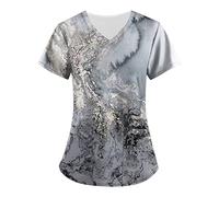 Générique Blouse De Travail Femme,Chemisier Femme Chic Et Élégant Tenue Aide Soignante Femme Col en V Shirts D'été Haut pour Femme T-Shirts Manches Courtes Femmes Vêtements Médicals(Gris Clair,M)