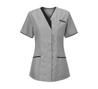 Générique Blouse Médicale Femme Manches Courtes Col V - Tunique de Travail Infirmière Grande Taille, Vêtements de Travail et Uniformes Tenue Medicale Femme pour Clinique,Pharmacie,Hôpital et Cabinet