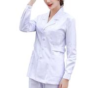 Générique Blouse Travail Femme, Blouse Medicale Infirmiere Femme Chic Et Élégant Blanche Chimie Lycee Coton Manches Longues Chemise Physique Laboratoire Chemisiers Et Blouses Avec Poche Et Bouton