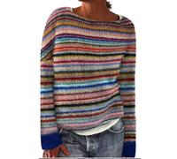 Générique Blouson Ado Fille Women's Knitted Isle Print Retro Sweater Casual Loose Crewneck Long Sleeve Lightweight Cropped Pullover Tops Doudoune Colorée (Camouflage, XXXXXL)