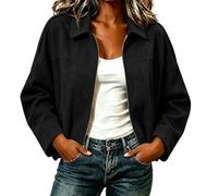 Générique Blouson Aviateur Femme Coupe Courte Zip, Veste de Vol à Effet Texturé, Décontractée pour Extérieur Sport Voyage Quotidien