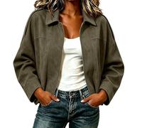 Générique Blouson Aviateur Femme Coupe Courte Zip, Veste de Vol à Effet Texturé, Décontractée pour Extérieur Sport Voyage Quotidien