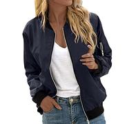 Générique Blouson Bomber Femme Chic Et Elegant Décontracté Sport Manteau Mince Biker Moto Zipper Court Couleur unie/Fleur Imprimer Veste Chic Veste Court Automne Outwear