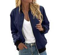 Générique Blouson Bomber Femme Chic Et Elegant Décontracté Sport Manteau Mince Biker Moto Zipper Court Couleur unie/Fleur Imprimer Veste Chic Veste Court Automne Outwear