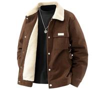 Générique Blouson Homme Style Pilote Bombardier Col Chemise Amovible Manteau Aviateur Doublure Matelassée Veste Bomber Rétro Vestes Cuir Synthétique Zips Décoration Parka Motard Vintage