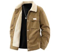 Générique Blouson Homme Style Pilote Bombardier Col Chemise Amovible Manteau Aviateur Doublure Matelassée Veste Bomber Rétro Vestes Cuir Synthétique Zips Décoration Parka Motard Vintage