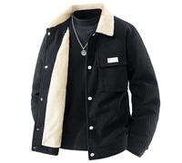 Générique Blouson Homme Style Pilote Bombardier Col Chemise Amovible Manteau Aviateur Doublure Matelassée Veste Bomber Rétro Vestes Cuir Synthétique Zips Décoration Parka Motard Vintage