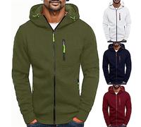 Générique Blouson Homme Veste Polaire Homme Chaude, Sweat A Capuche A Manches Longues Sweat Léger Couleur Unie Manteau Zippé Avec Poches Hiver (Vert armée, M)